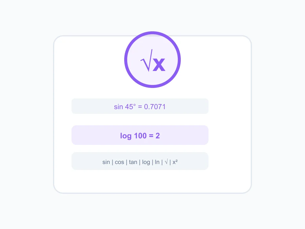 Ilustrasi Scientific Calculator Online (Trigonometri, Log, dll.)